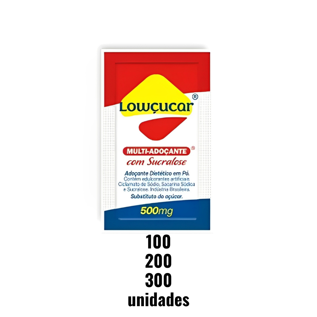 Kit 100, 200 ou 300 Unidades Adoçante Lowçucar Plus Tradicional Sachê de 0.5g Com Sucralose em Oferta na Shopee