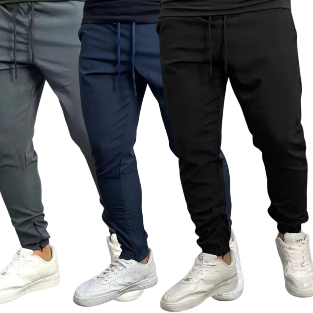 Kit 3 Calças Masculina Elastano Jogger Fit Academia Casual Conforto Estilo