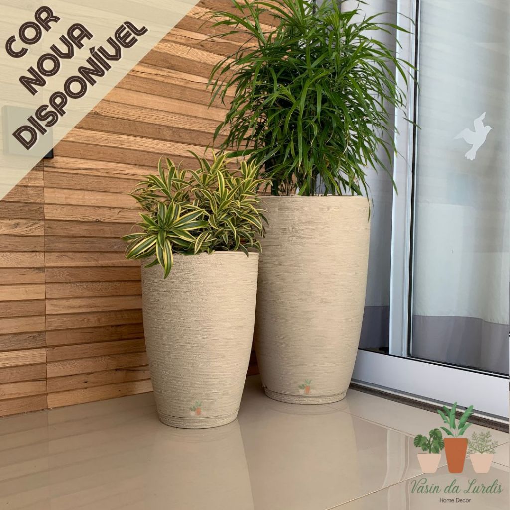 Kit 2 Vaso Planta Cone Bojo 44 e 60 Cm Sala, Varanda e Jardim. Ambientes internos e externos.