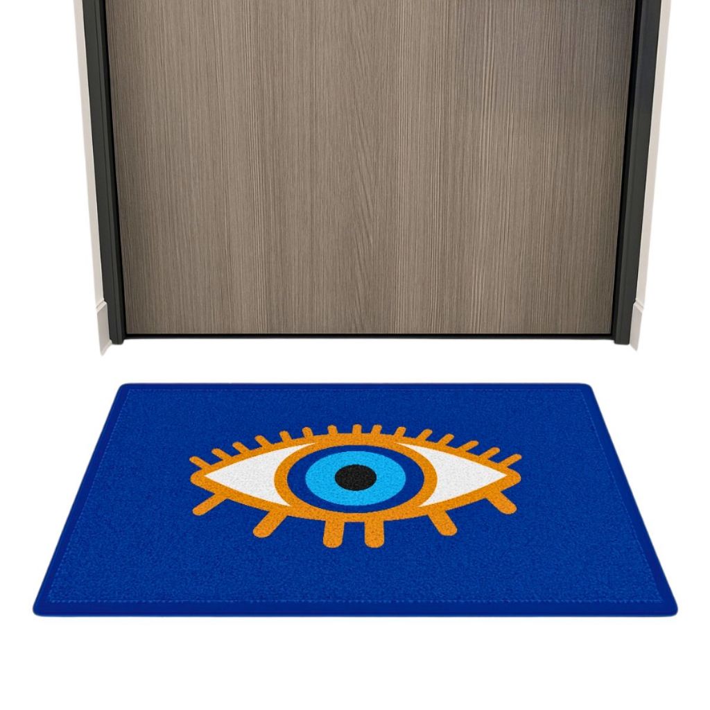 Tapete Capacho Porta Entrada Macio Antiderrapante Proteção Olho Grego Sala Quarto Cozinha Azul Luxo em Oferta na Shopee