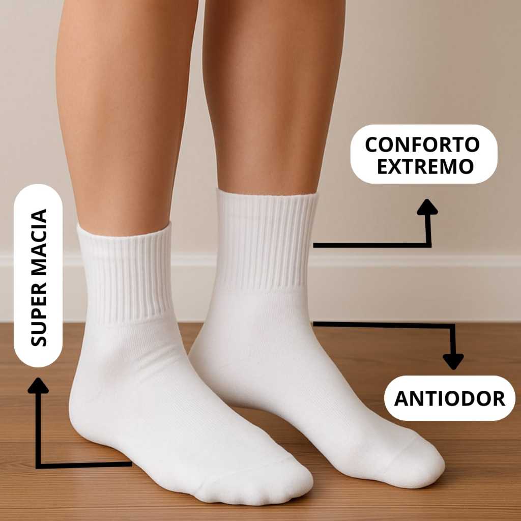 Kit 12 Pares Meia Cano Alto Meias Unisex Cano Médio Cano Longo Médio Veste 36 a0 44 em Oferta na Shopee