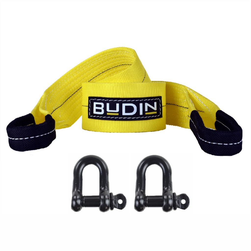 Cinta de Reboque Budin - 10 Toneladas X 16m com Manilhas de 3/4 - Fita Reboque Carro Caminhão Trator