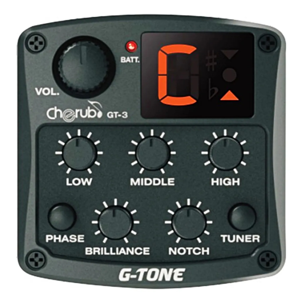 Captador Pré-equalizador Cherub G-tone Gt-3 Afinador Violão Baixo Cordas