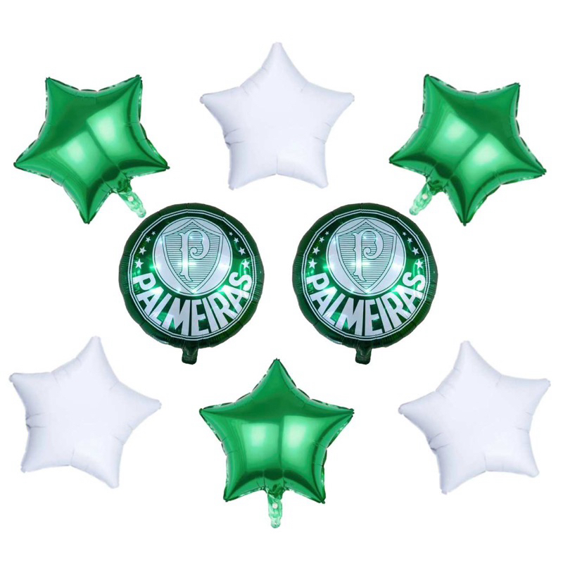 Kit c/ 8 Balão Palmeiras Verdão Palestra Alviverde SEP Branco e Verde 45 cm Aniversário Decoração em Oferta na Shopee