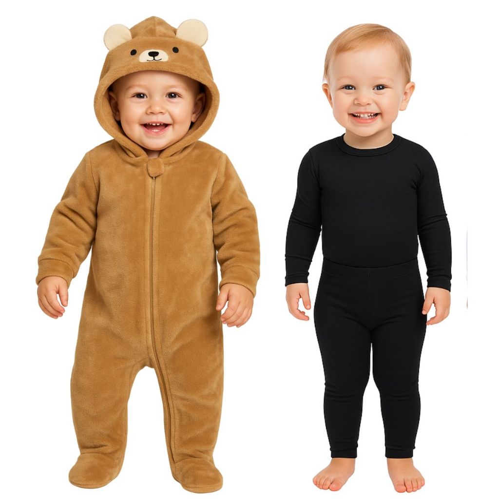 Kit Conjunto Body Térmico + Macacão Fleece Peluciado Bebê Infantil Inverno Quentinho