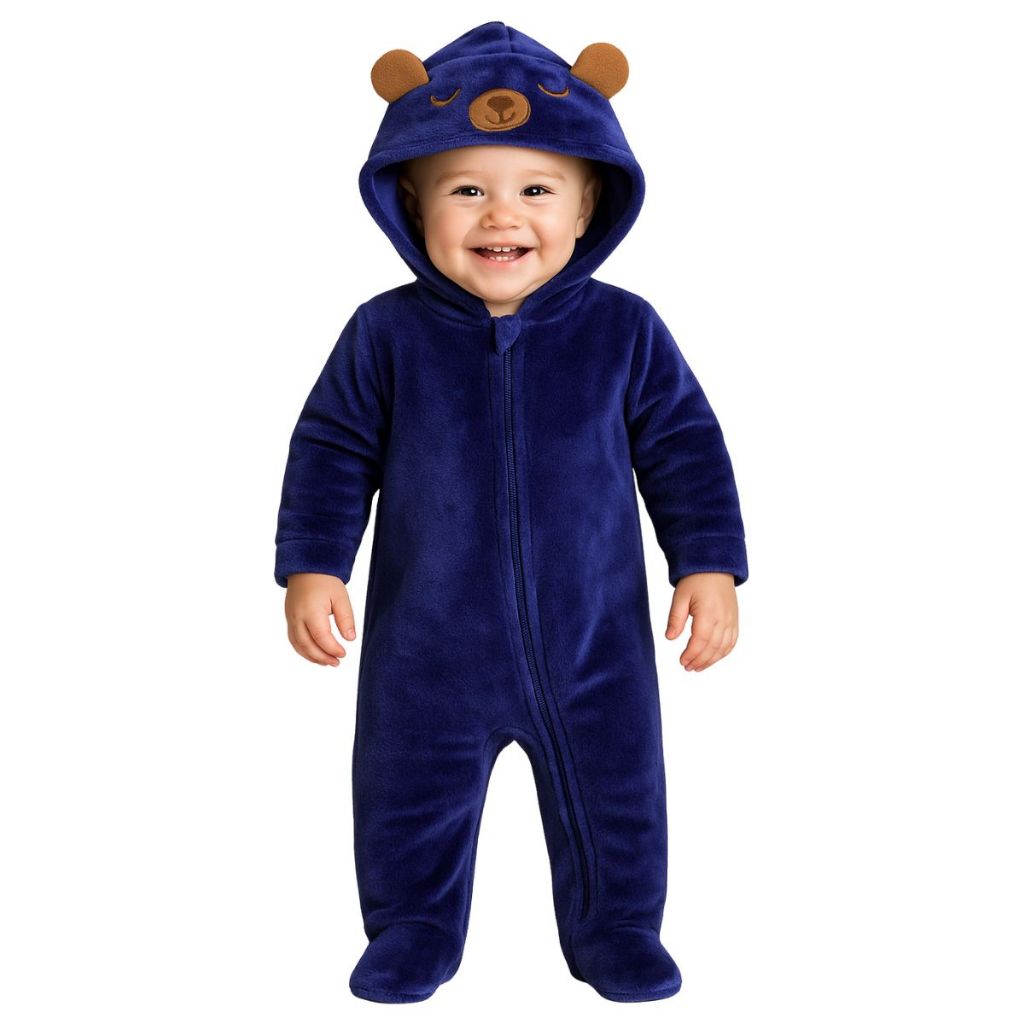 Macacão Bebê Infantil Fofo Pelúcia Ursinho Inverno Quentinho Peluciado com Touca Orelinhas Urso em Oferta na Shopee