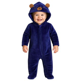 Macacão Bebê Infantil Fofo Pelúcia Ursinho Inverno Quentinho Peluciado com Touca Orelinhas Urso em Oferta na Shopee
