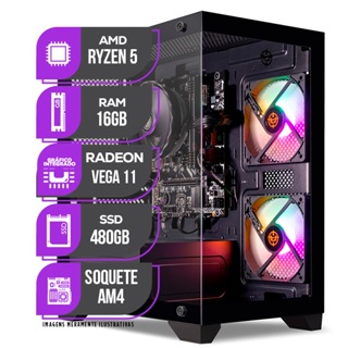 PC Gamer Mancer, AMD Ryzen 5, RX Vega 11, 16GB DDR4, SSD 480GB, Fonte 400W 80 Plus em Oferta na Shopee