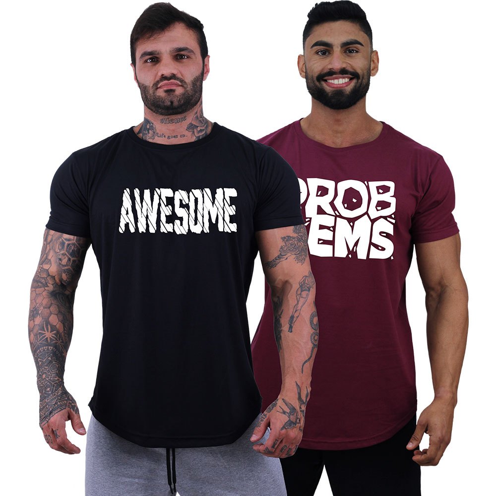 Kit 2 Camisetas Longline MXD Conceito Malha 30.1 Penteada Estampas Diversas Fitness Sport Academia