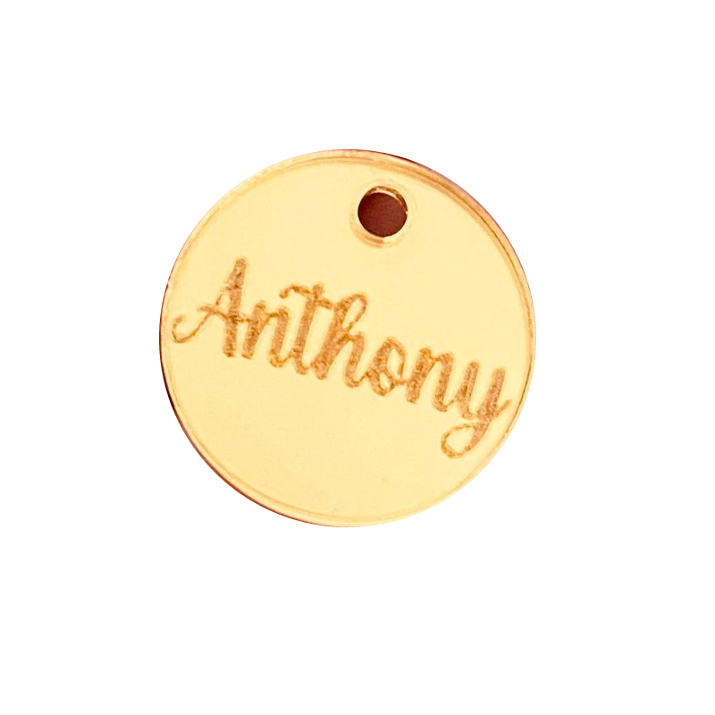 Tag Personalizada Em Acrílico Com Nome 2cm Etiqueta Aplique acrilico espelhado