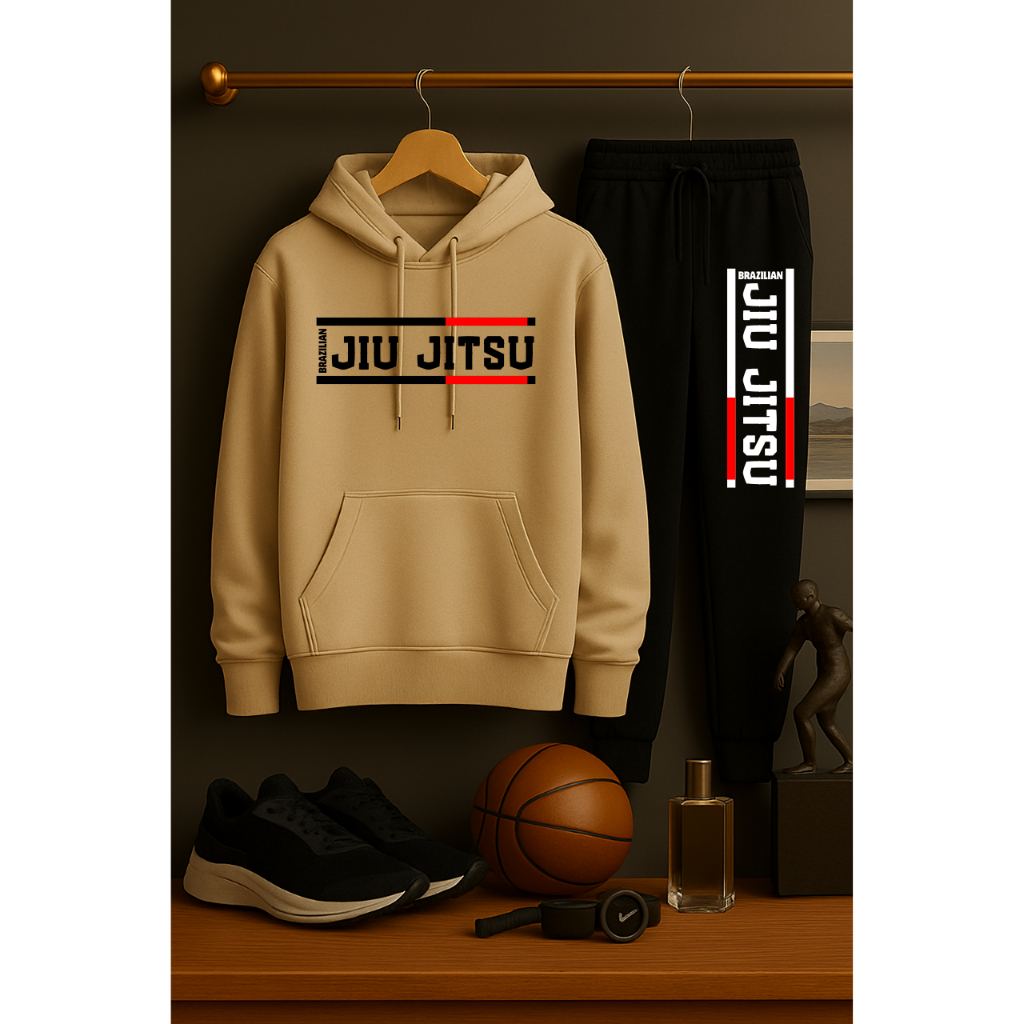 Conjunto Moletom ou Blusa de Frio Flanelada Algodão Academia Luta Artes Marciais Jiu Jitsu Masculino Feminino Unissex