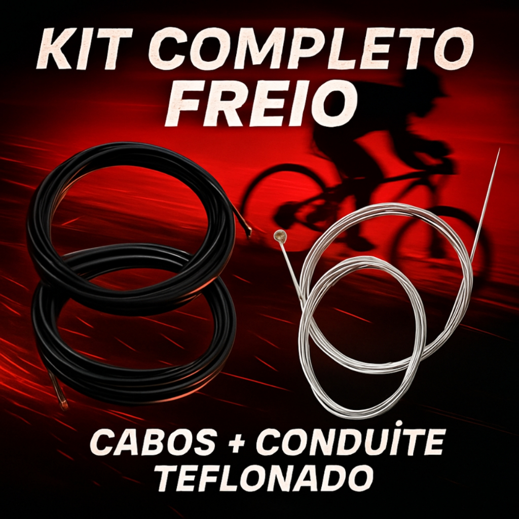 Kit Cabos Freio Bike Aro 26 27 29 Traseiro Dianteiro Com Conduíte 5 Metros Reposição Manutenção