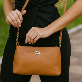 Bolsa Baguete de Couro Legítimo Feminina | Alça Transversal, Estilo Sofisticado em Oferta na Shopee