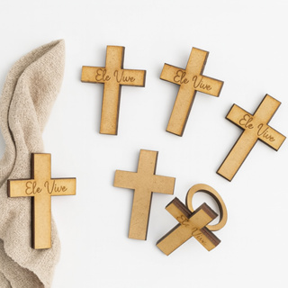 Kit 12 Porta Guardanapo MDF Cruz com Gravação Ele Vive 6x4cm Decoração em Oferta na Shopee