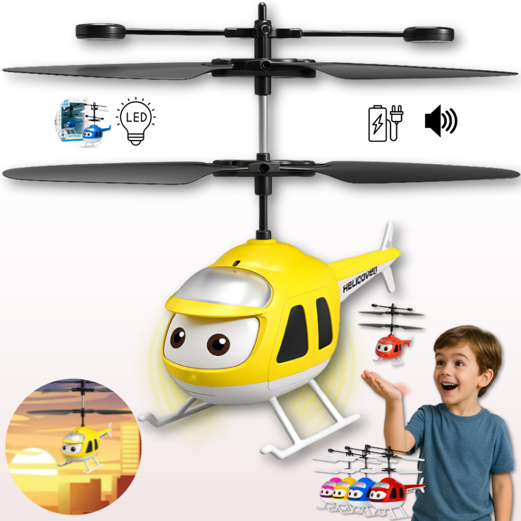 Mini Drone Helicóptero de Brinquedo Infantil com Sensor de Movimento, LED Colorido USB