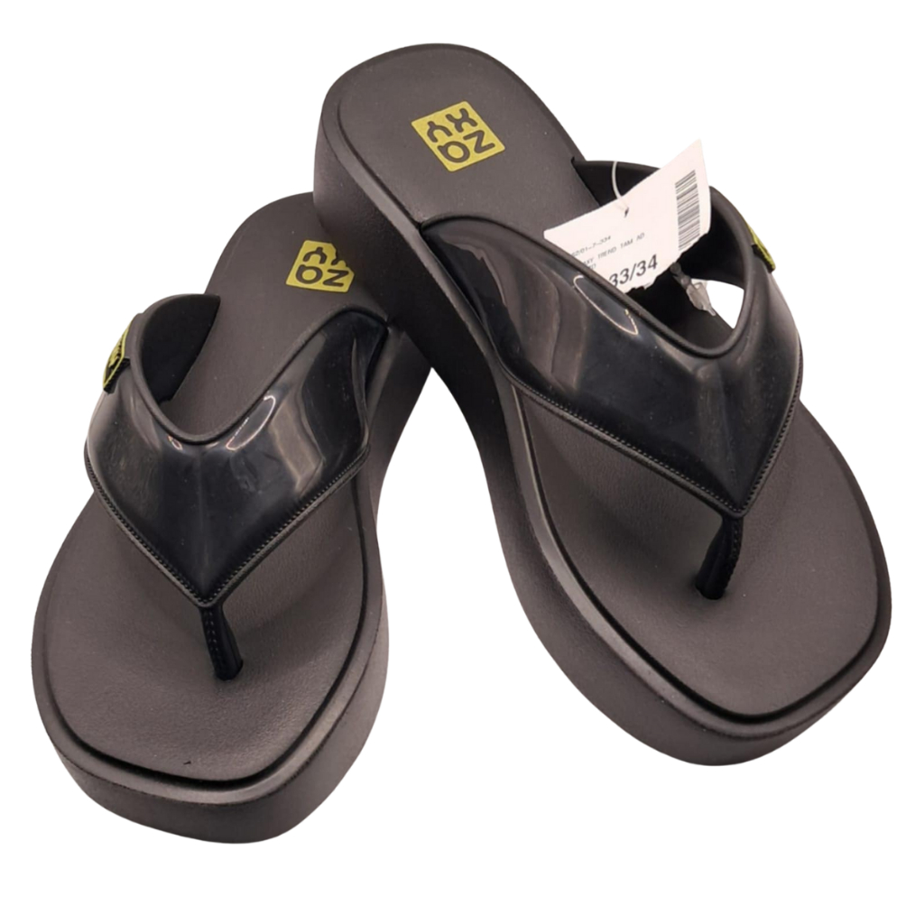 Chinelos Tamanco Flatform 3,5cm Plataforma de Dedo Preta Trend Zaxy 19121 Hiper Leve Otima p/ Esporao