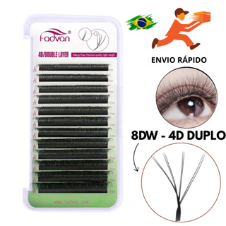 Cilios Fadvan W 8d- 4D DUPLO - Mix E Tamanho Unico  Volume Egipcio alongamento extensão Envio Rápido em Oferta na Shopee