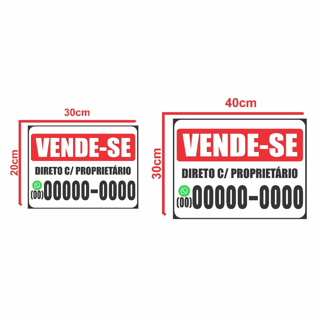 Placa de Vende-se ou Aluga-se PERSONALIZADA em Oferta na Shopee