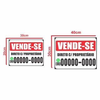 Placa de Vende-se ou Aluga-se PERSONALIZADA em Oferta na Shopee