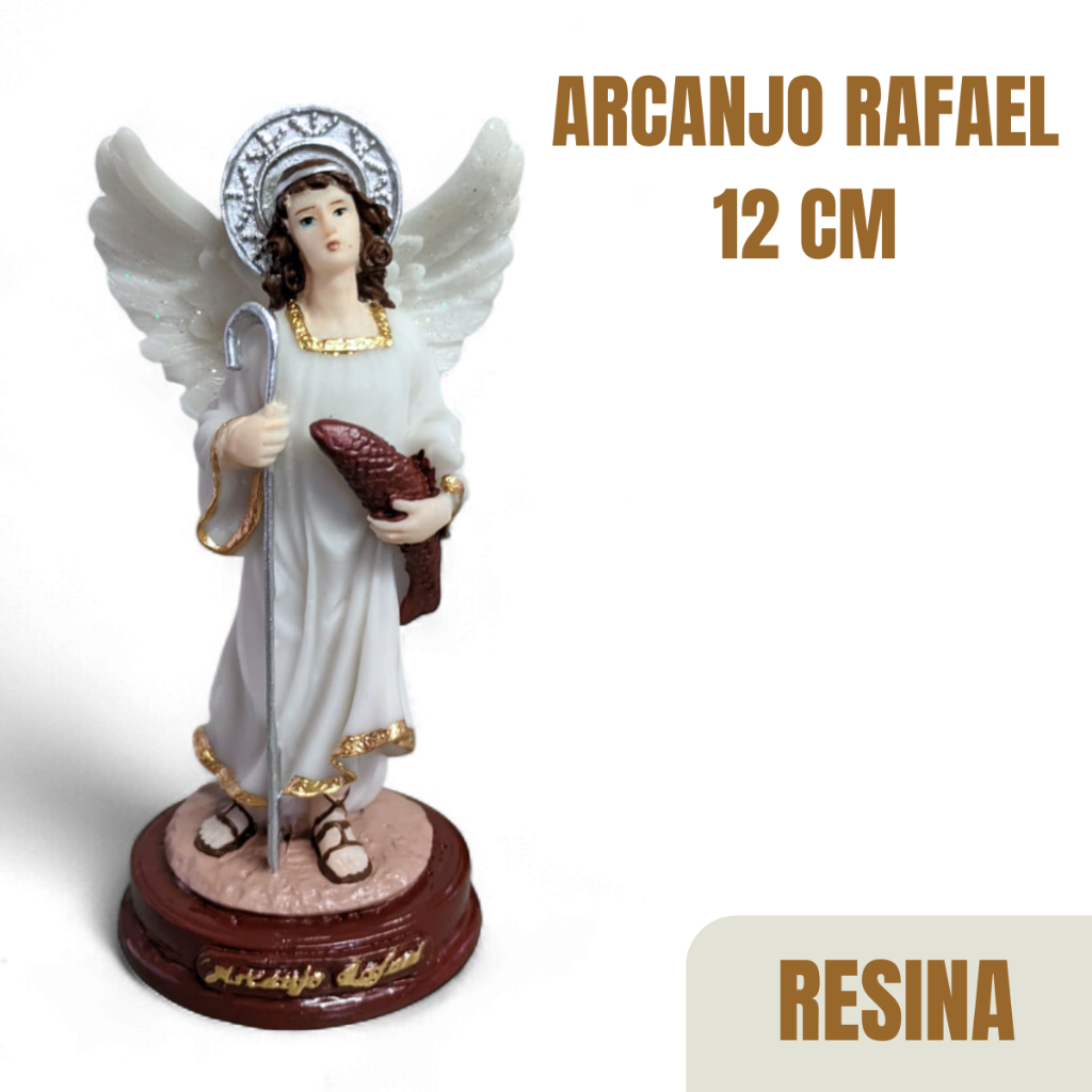 Imagem Arcanjo Rafael 12 cm Resina - São Rafael Linha Luxo em Oferta na Shopee