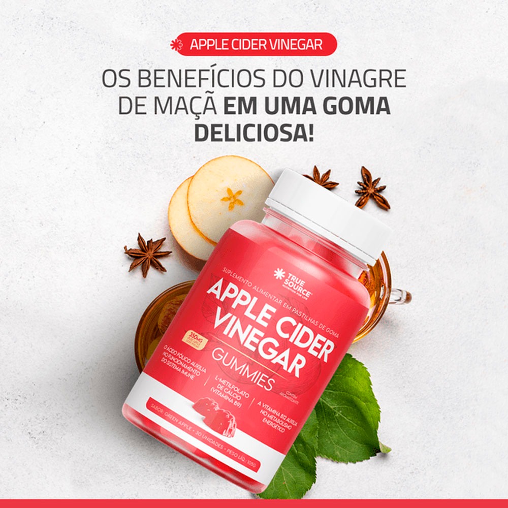 Gummy Apple Cider Vinegar - Vinagre de Maça - 30 Gomas - True Source — imagem 2 de 2