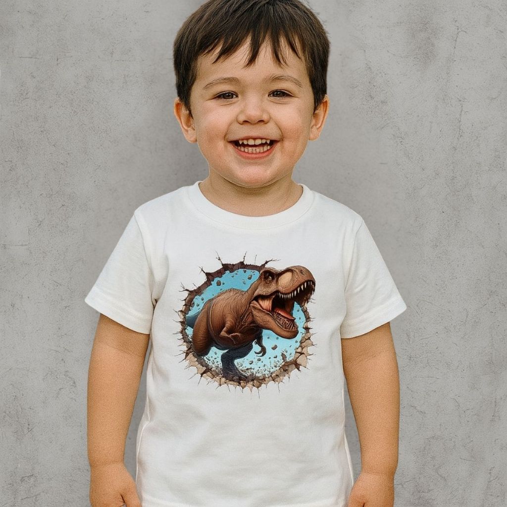 Camiseta Infantil Menino Algodão Kids Dinossauro Criança Verão Gola Redonda E Manga Curta Promoção