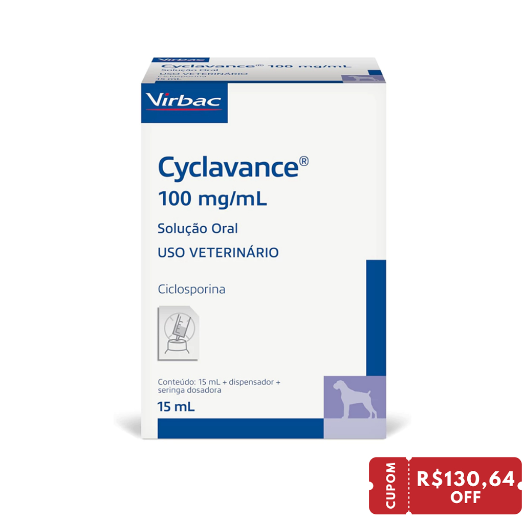 Solução Oral Para Cães Cyclavance Ciclosporina 15ml - Virbac - Pets