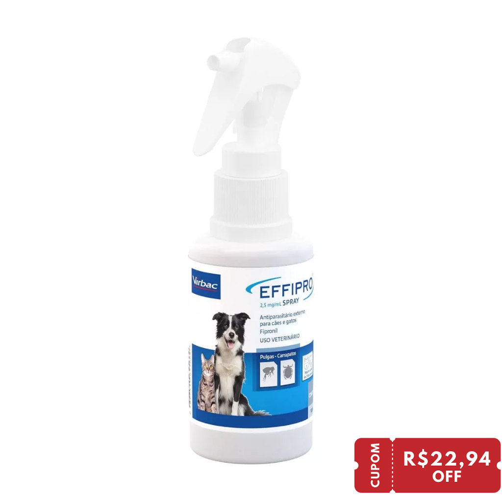 Spray Antipulgas e Carrapatos Para Cães e Gatos Effipro Virbac 100ml - Pets