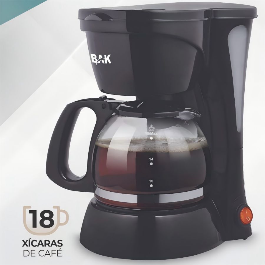 Cafeteira Elétrica Bak 650W Jarra de Vidro 600ML