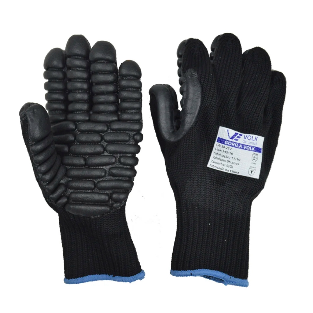 Luva Tricotada de Algodão Gorila com Revestimento Palmar em Gomos de Borracha Foam C.A. 38257