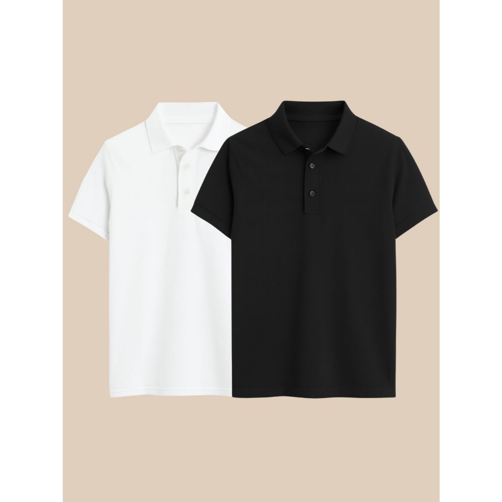 Kit 2 Camisa Polo Masculina Básica Elegante com Botões – Estilo Casual e Conforto Todo Dia!