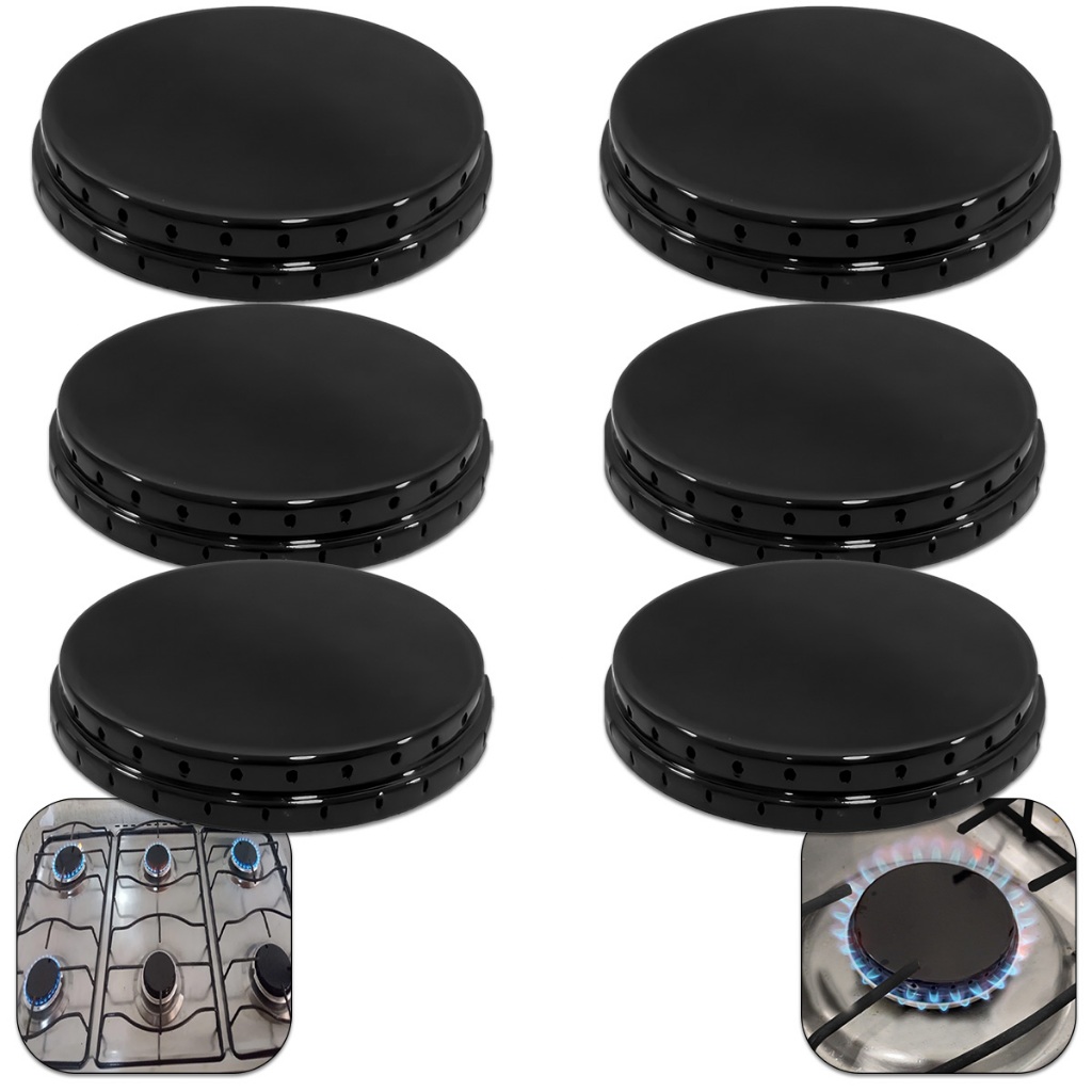 6 Tampas espalhadores para Boca de Fogão Esmaltec Bali, 4 pequenas/ 2 Grandes