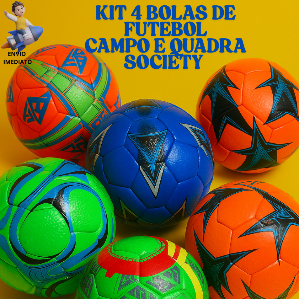 Kit 4 Bolas De Futebol Campo Tamanho tamanho 5/Society/Futsal
