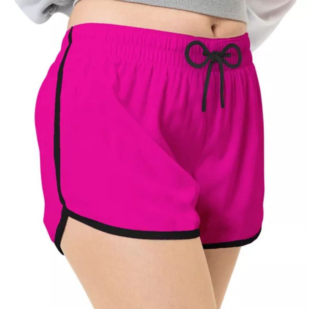 Short Feminino Curto Tactel Com Elastano Rosa Piscina Academia Casual Saída De Praia Verão