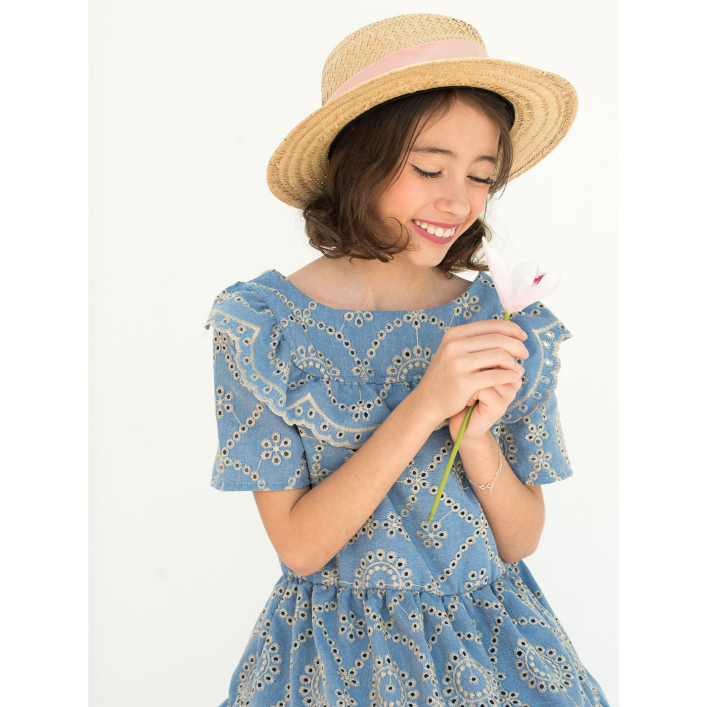 Vestido Infanto Juvenil Moda Evangélica Lese Manga Curta