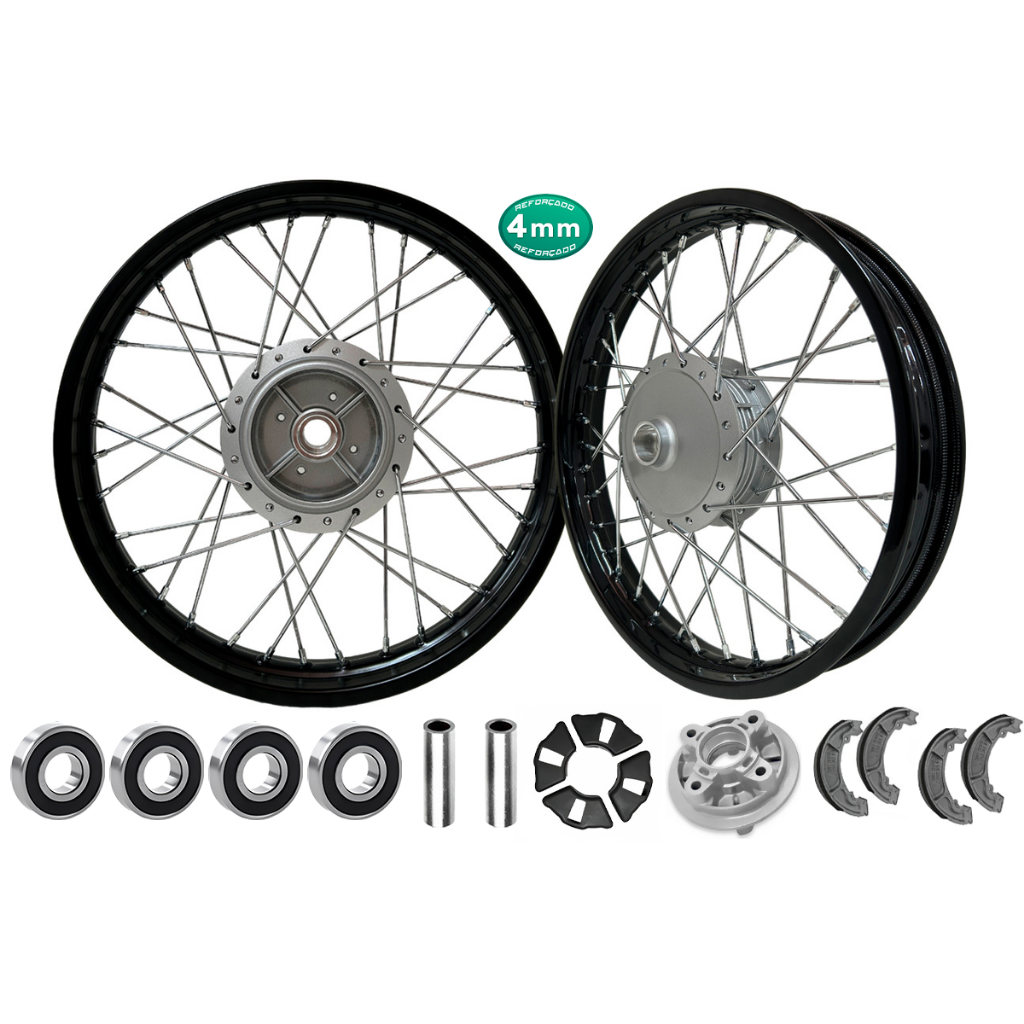 Roda Par Ybr Factor Preto Tork Tambor Raio 4mm Com Peças em Oferta na Shopee