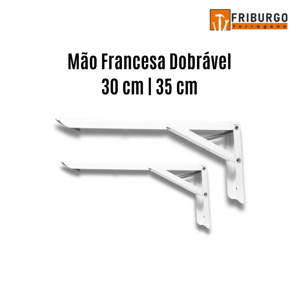 Mão Francesa Suporte Dobrável Articulado Branco par (2 unidades) - 30cm || 35cm