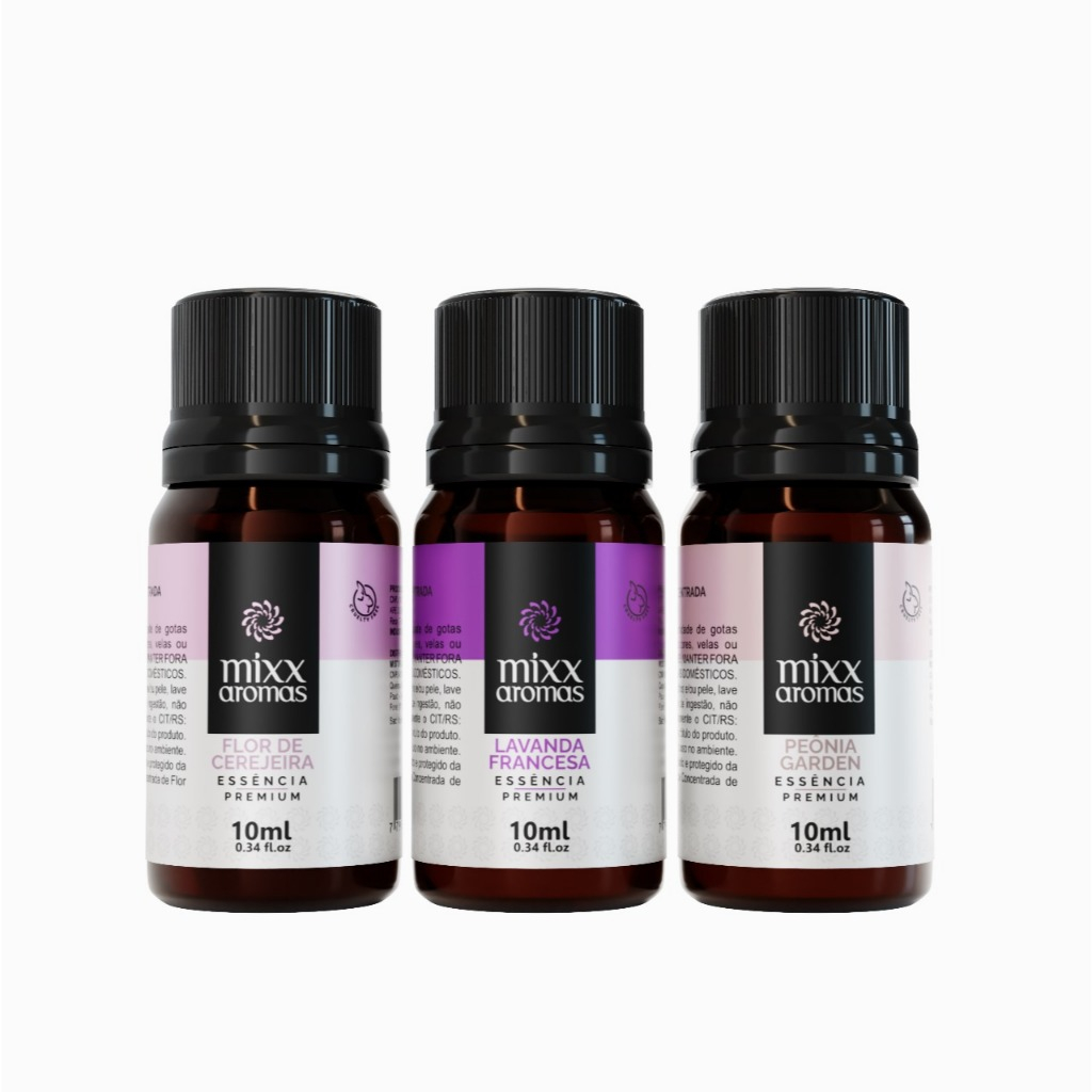 KIT 03 ESSENCIA LAVANDA FLOR DE CEREJEIRA PEONIA GARDEN