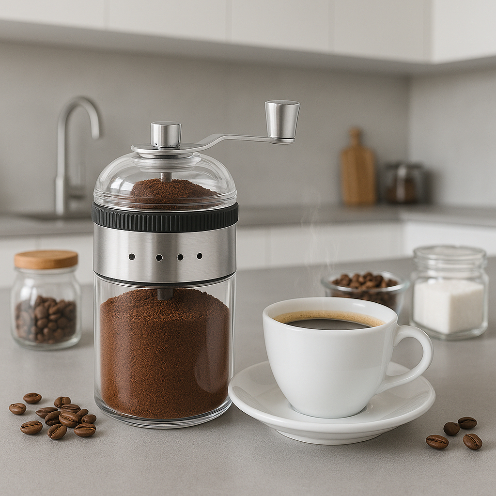 Moedor Triturador Café Manual Manivela Inox Giratória Moer