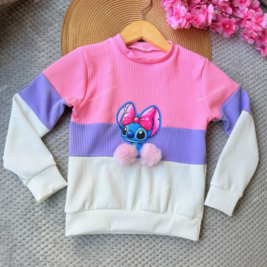 Blusa Infantil de Frio Menina Moda Blogueirinha Inverno tricolor ESTAMPA  ALEATORIA em Oferta na Shopee