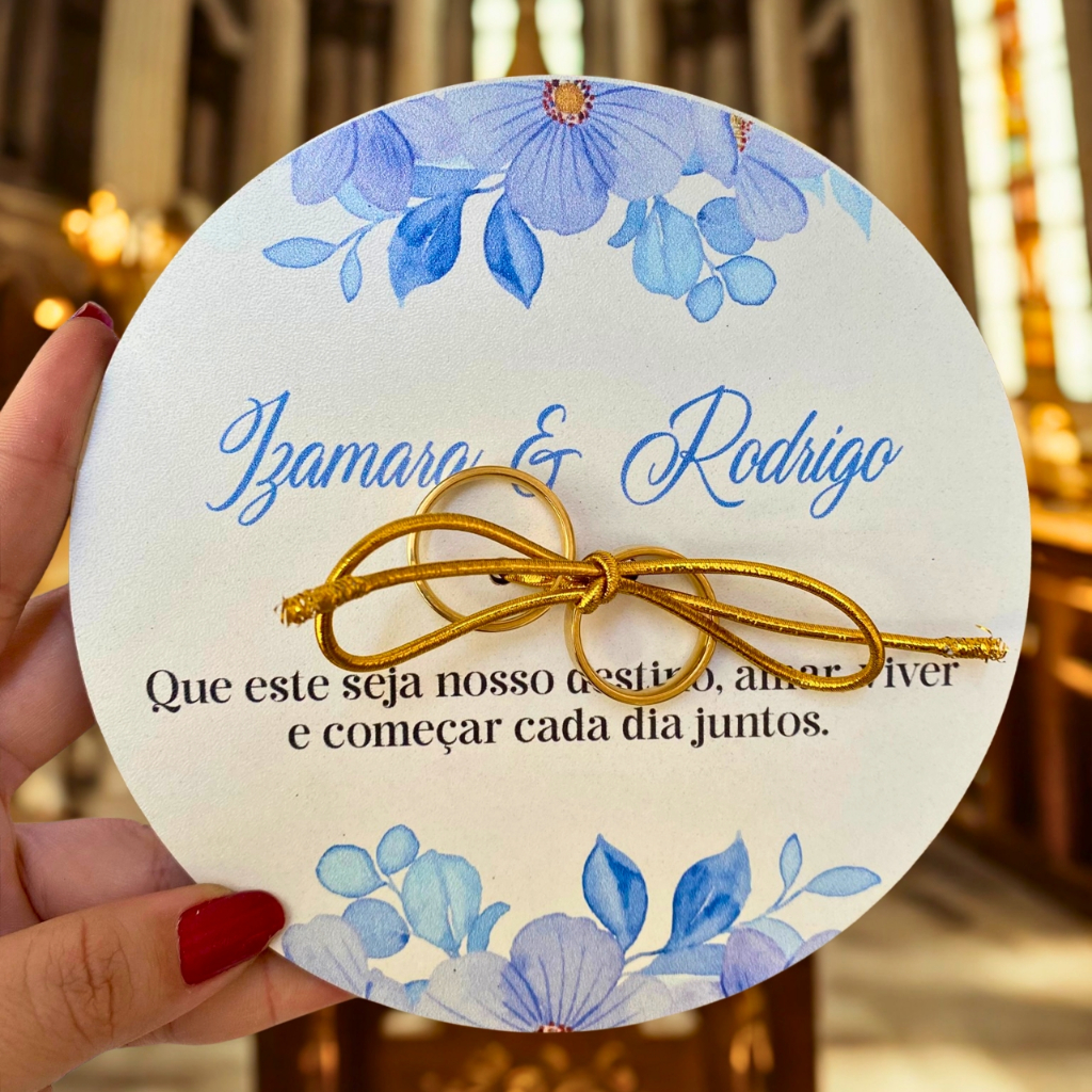 PORTA ALIANÇA PERSONALIZADO PARA CASAMENTO AZUL SERENITY