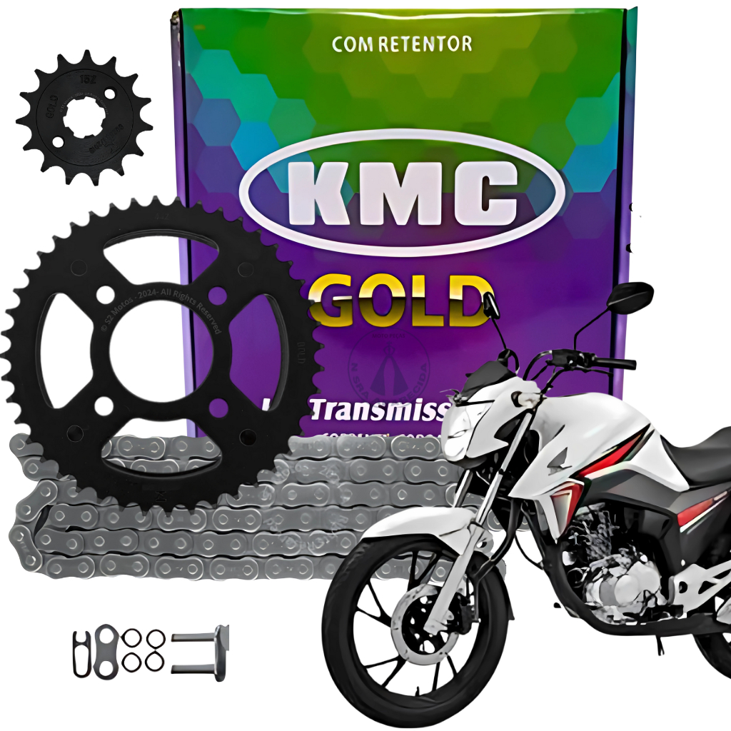 Kit Relacao Tracao Transmissao Honda Cg Titan Fan 160 2016 2017 2018 2019 2020 2021 2022 Com Retentor Original Kmc em Oferta na Shopee