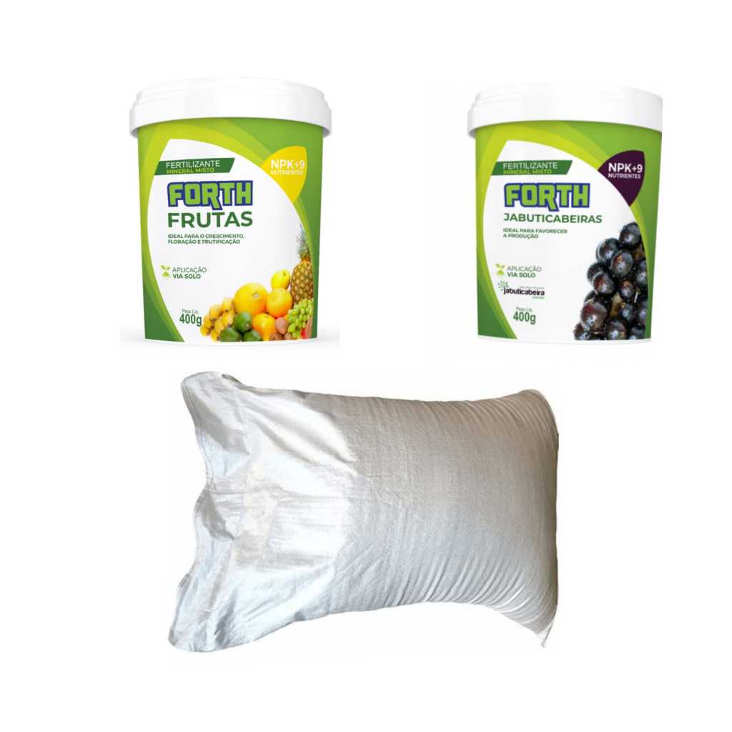 kit fertilizante forth frutas 400g + forth jabuticabas 400g + refil frutas saco 1kg adubo