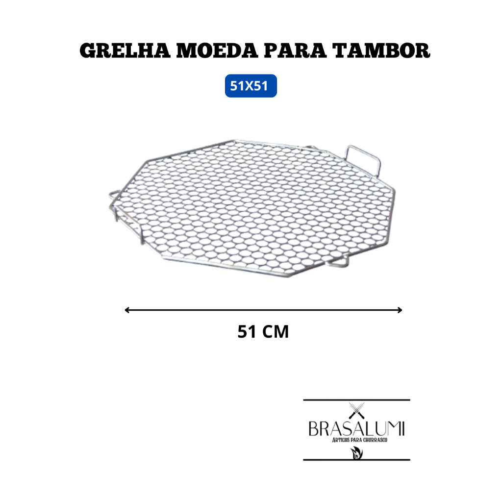 GRELHA P TAMBOR TELA MOEDA GALVANIZADA (TELA GROSSA)