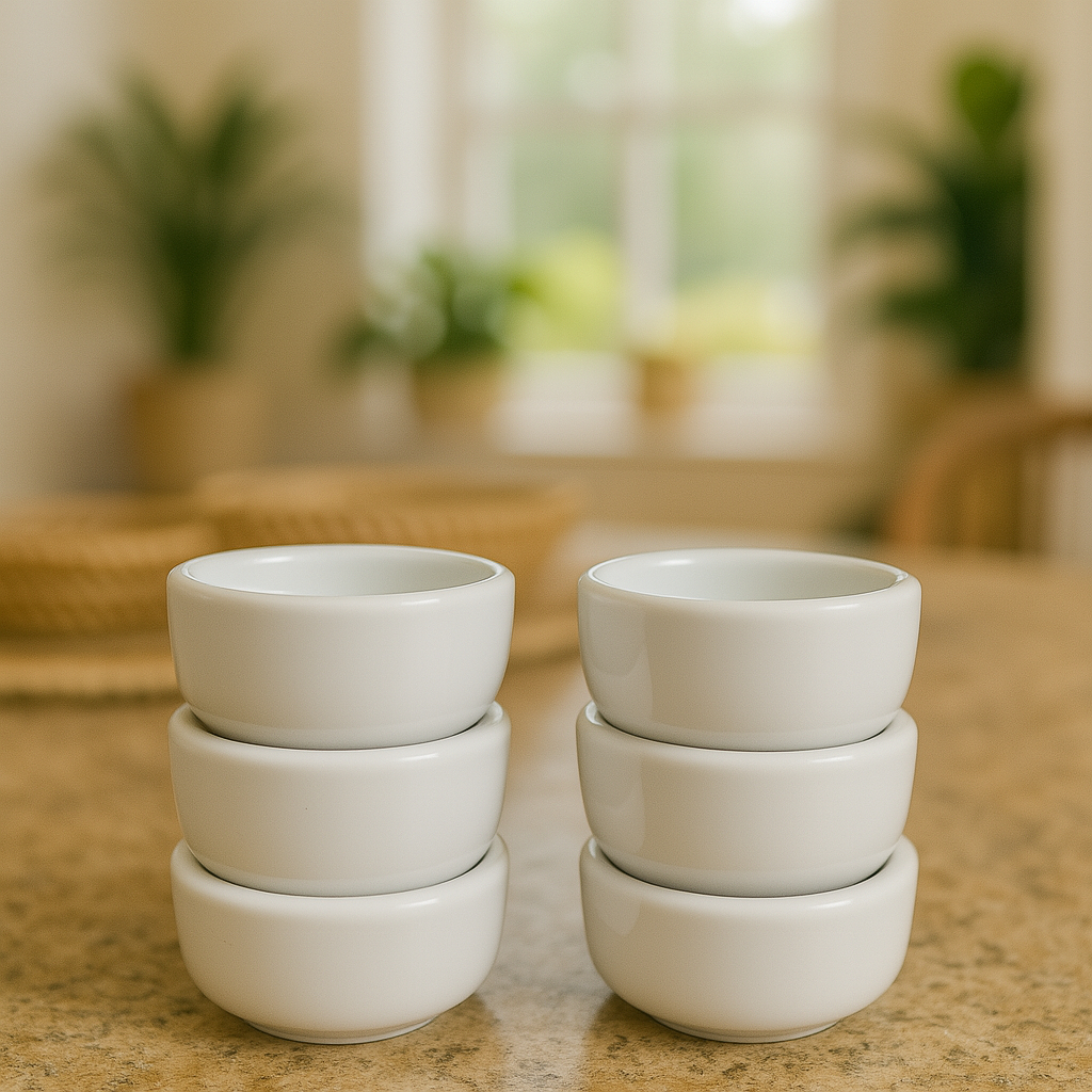 Kit 6 Manteigueira Porta Molho Porta Patê em Porcelana Branca 50 ml