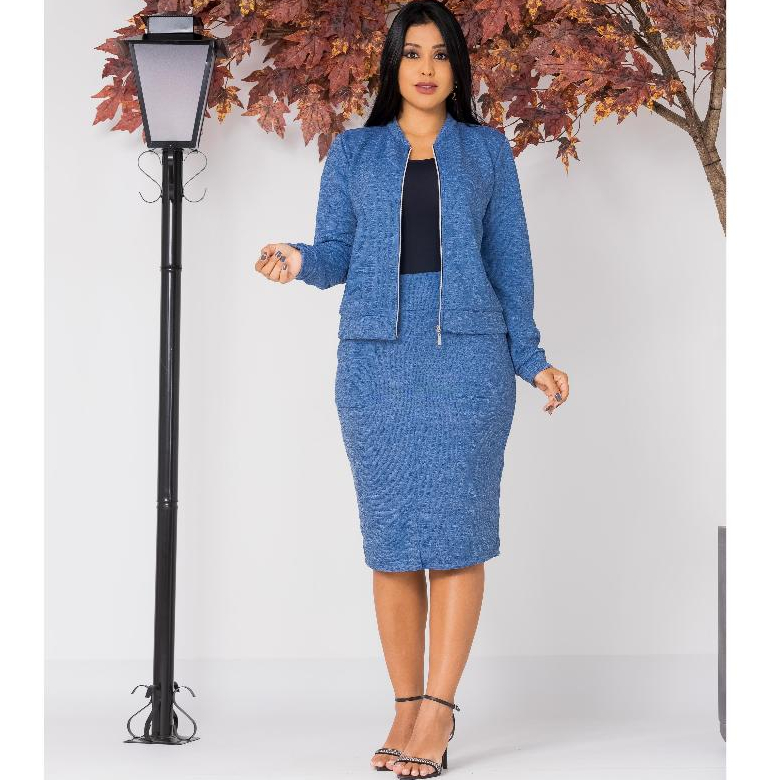 Conjunto Feminina Saia e Blusa Manga Comprida em Oferta na Shopee