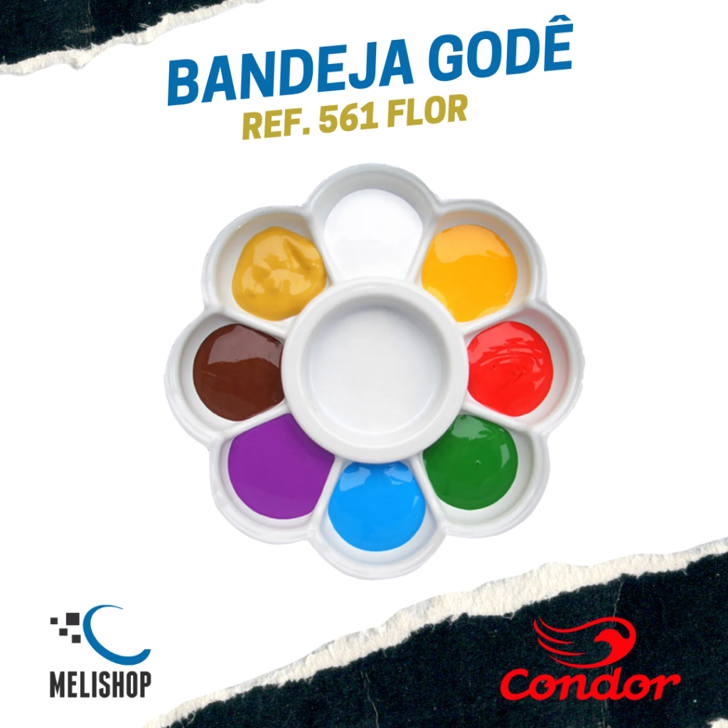 Bandeja Paleta Godê Flor Para Pintura REF. 561 8 Cavidades Condor em Oferta na Shopee