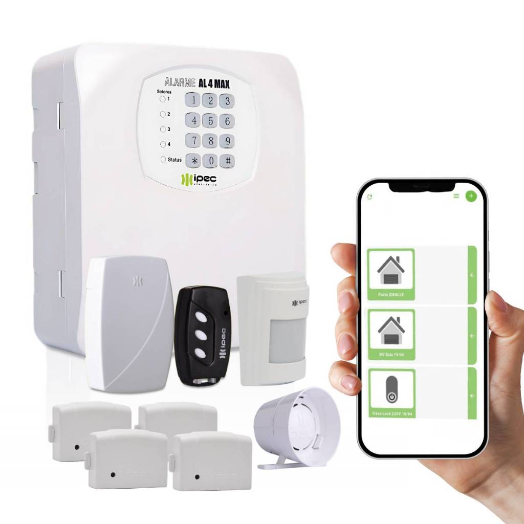 Central De Alarme Módulo Wifi Sensor S/Fio Digital Rf Sirene