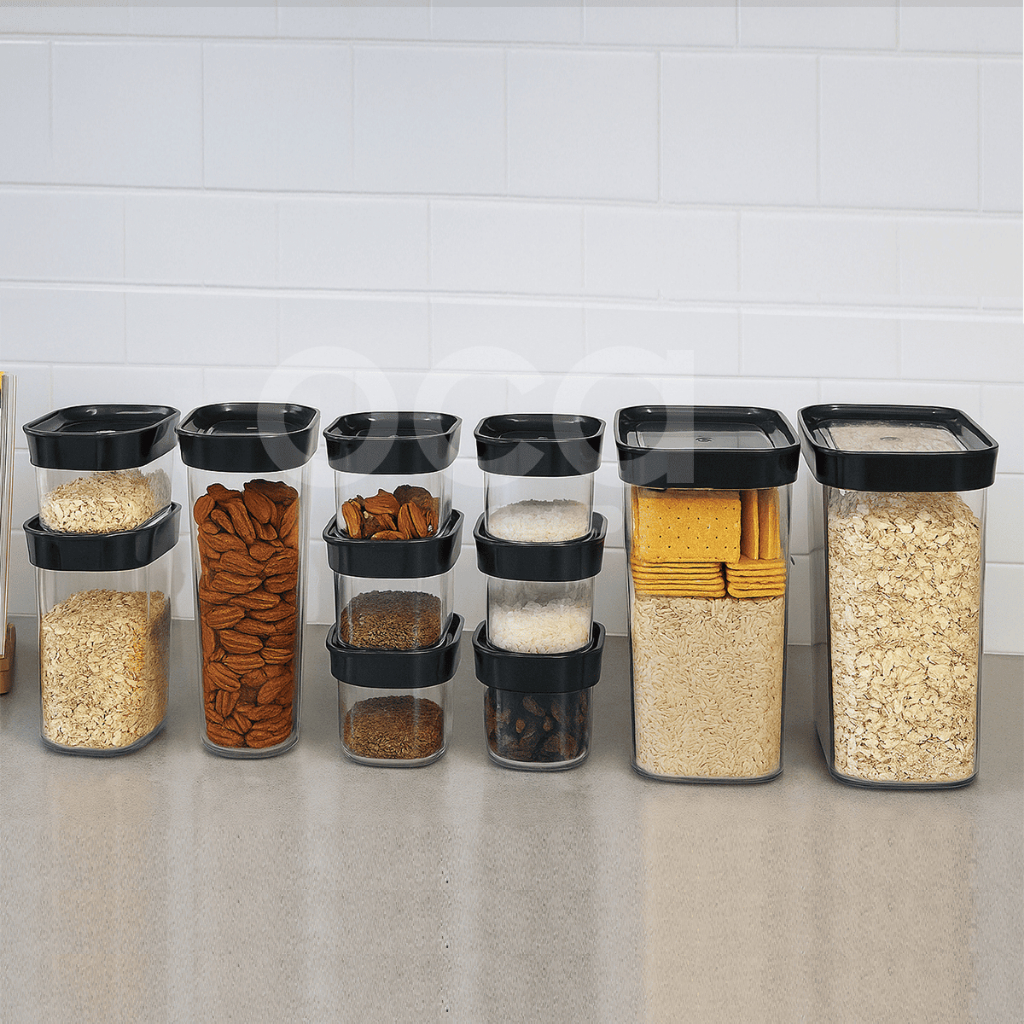 Kit Conjunto Cozinha com 12 Potes Herméticos para Mantimentos e Temperos - 12 peças