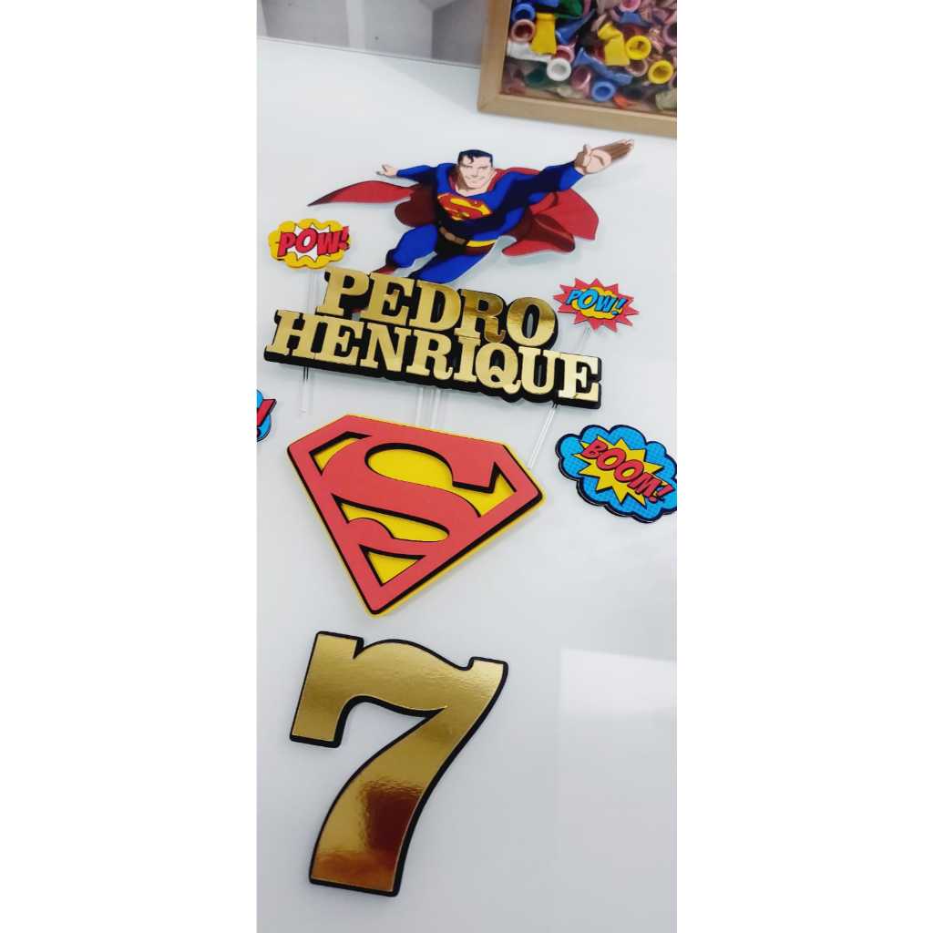 Topo de bolo personalizado Super Homem - Topo Superman - Topo de bolo personalizado - Topper Super man — imagem 2 de 2